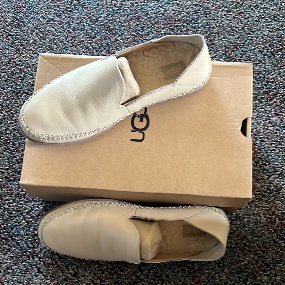 UGG Cream Leather Slip-On Shoes